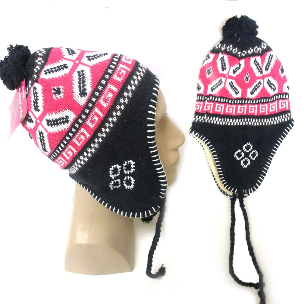 1 Unisex Peruvian Winter Ear Flap Muff Ski Hat Kids Teens Skully Beanie Cap Snow