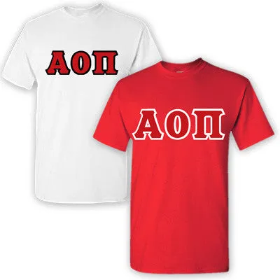 Alpha Omicron Pi Lettered T-Shirt, 2-Pack Bundle Deal - G500 (2) - TWILL
