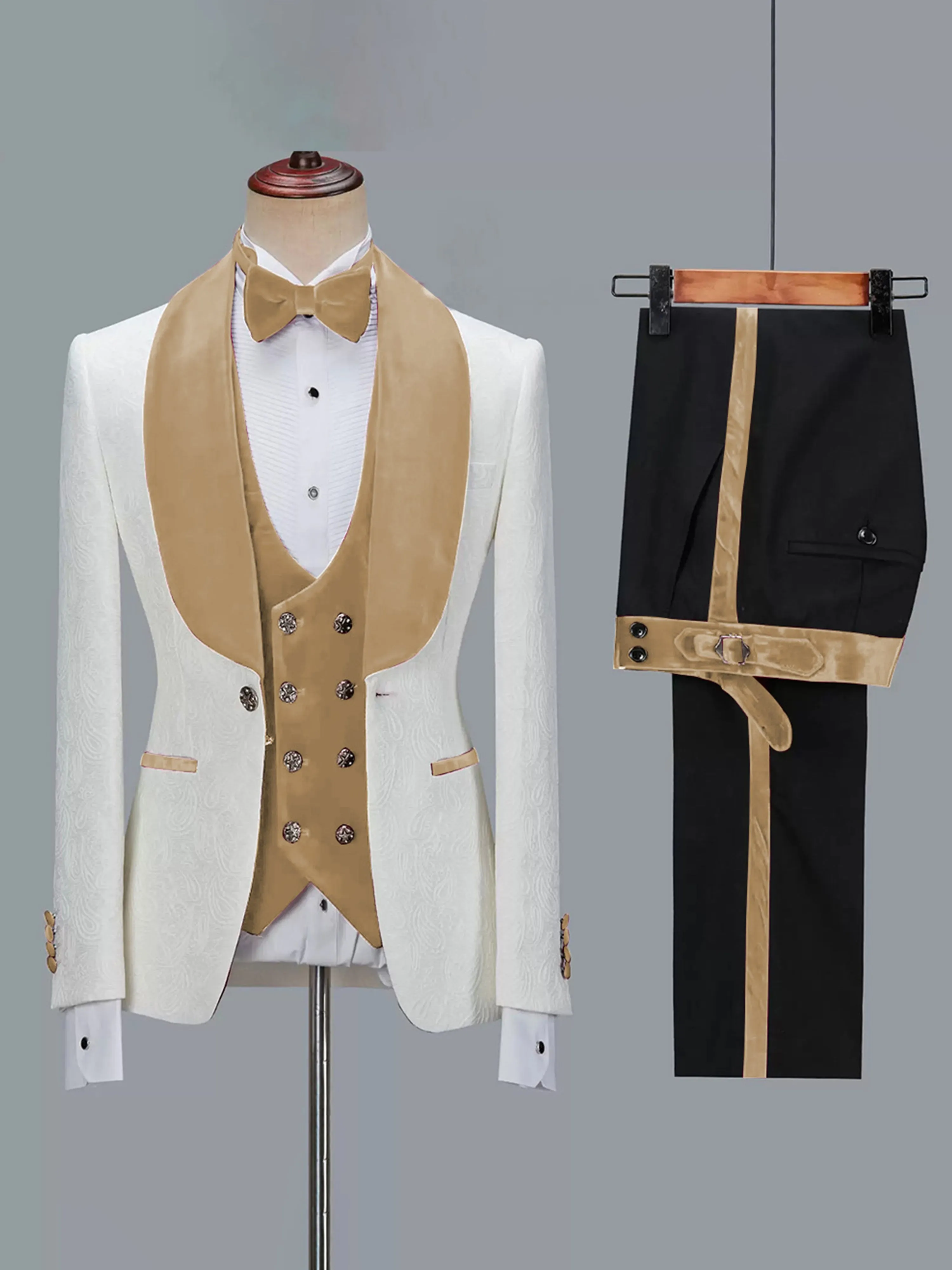 Classic 3 Pieces Men's Suits Jacquard Wedding Suits