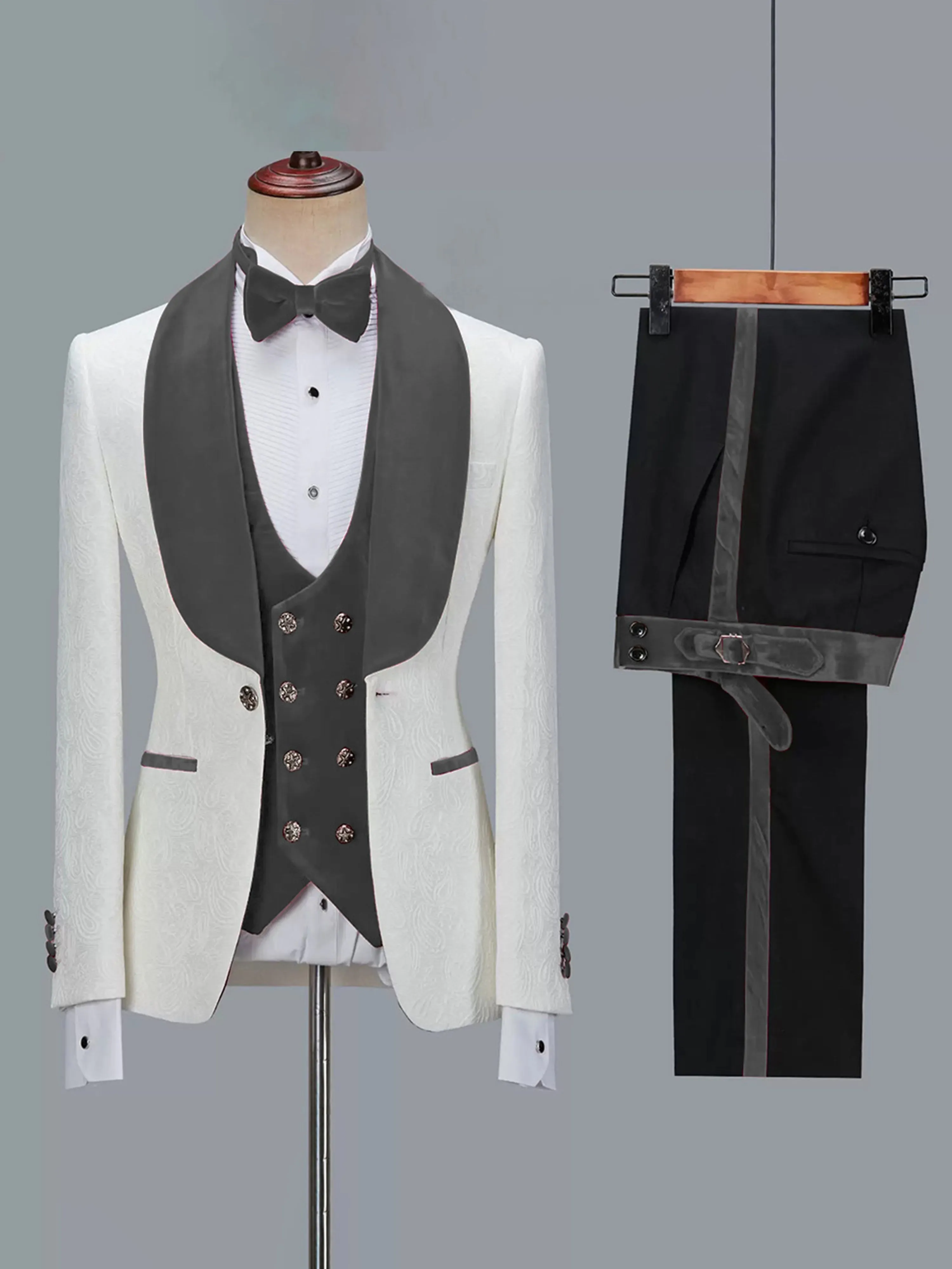 Classic 3 Pieces Men's Suits Jacquard Wedding Suits