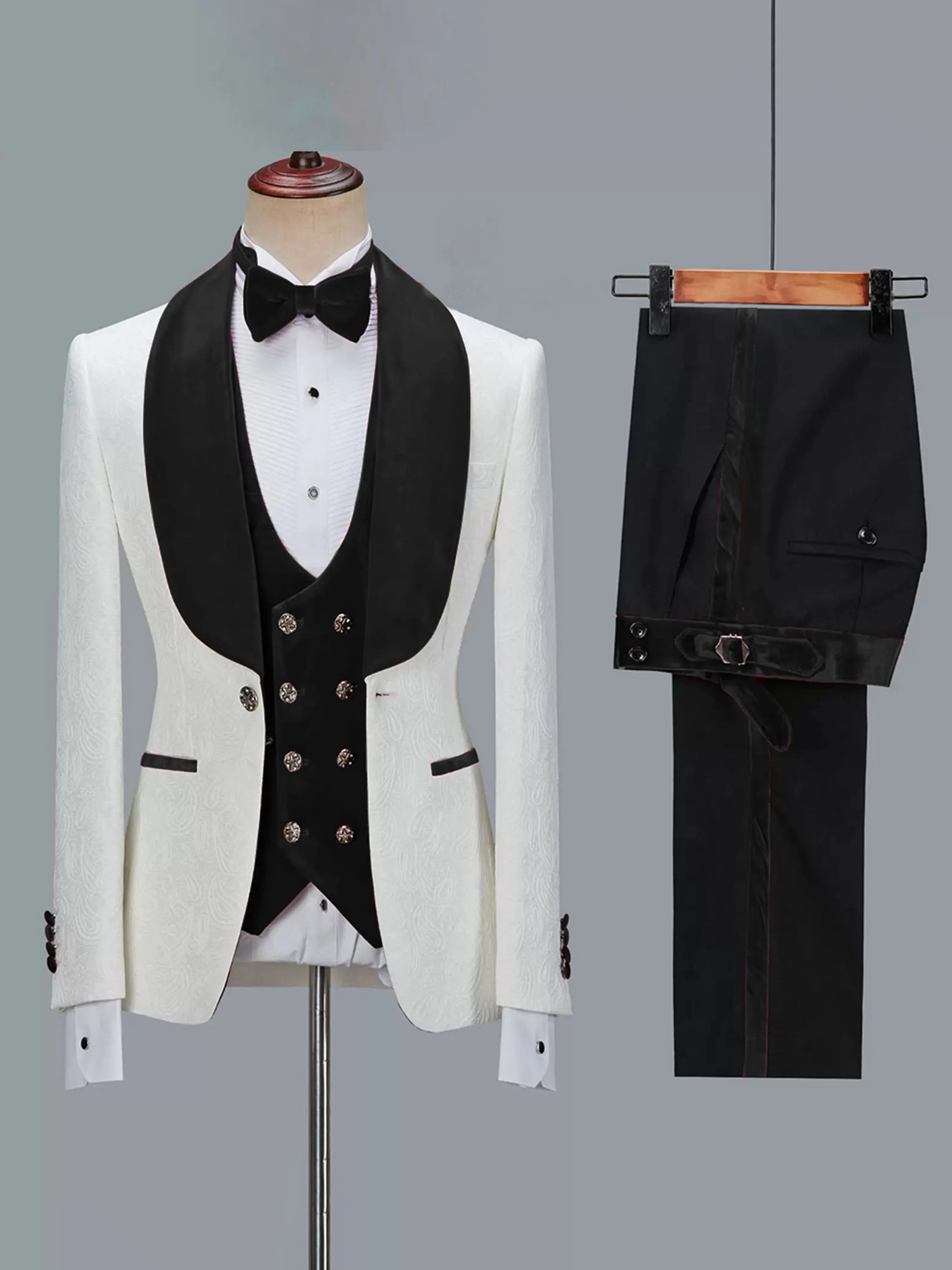 Classic 3 Pieces Men's Suits Jacquard Wedding Suits