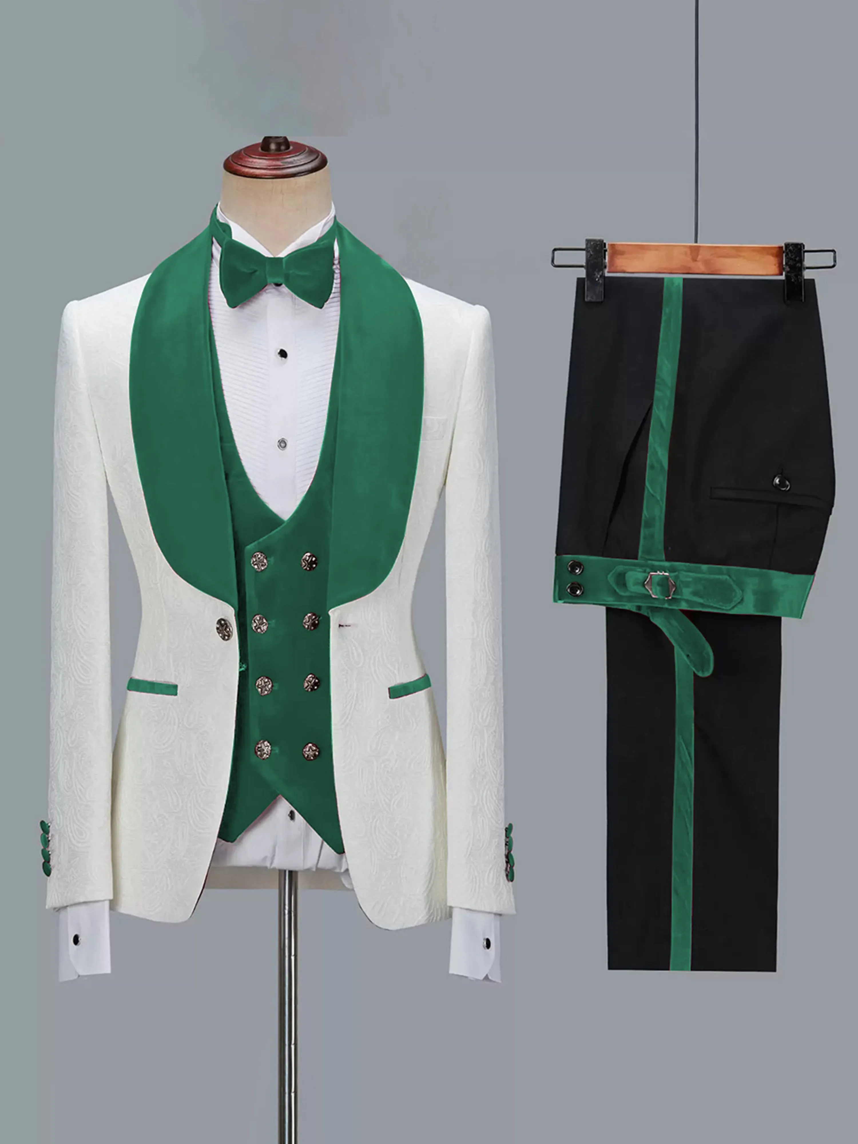 Classic 3 Pieces Men's Suits Jacquard Wedding Suits