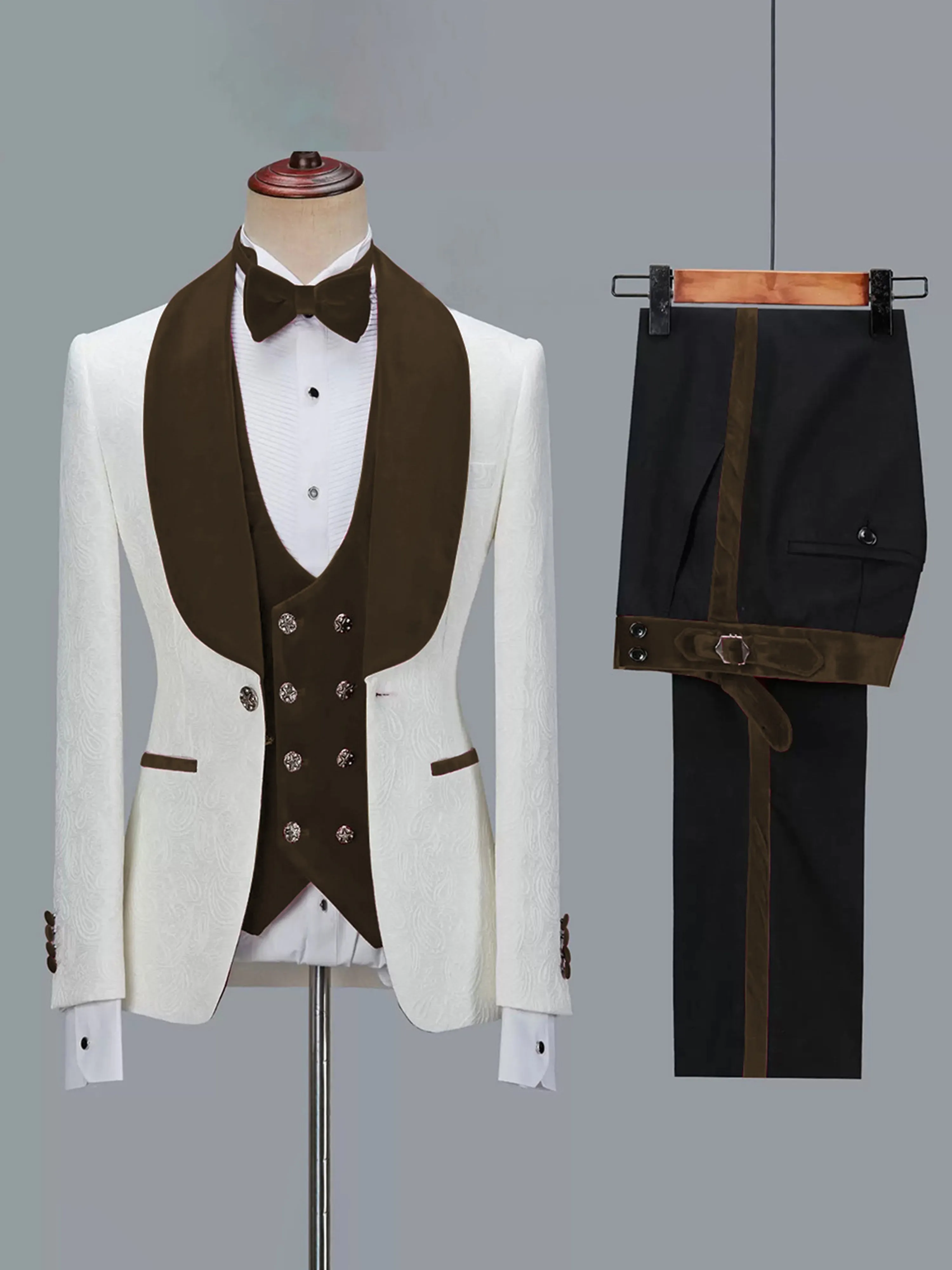 Classic 3 Pieces Men's Suits Jacquard Wedding Suits