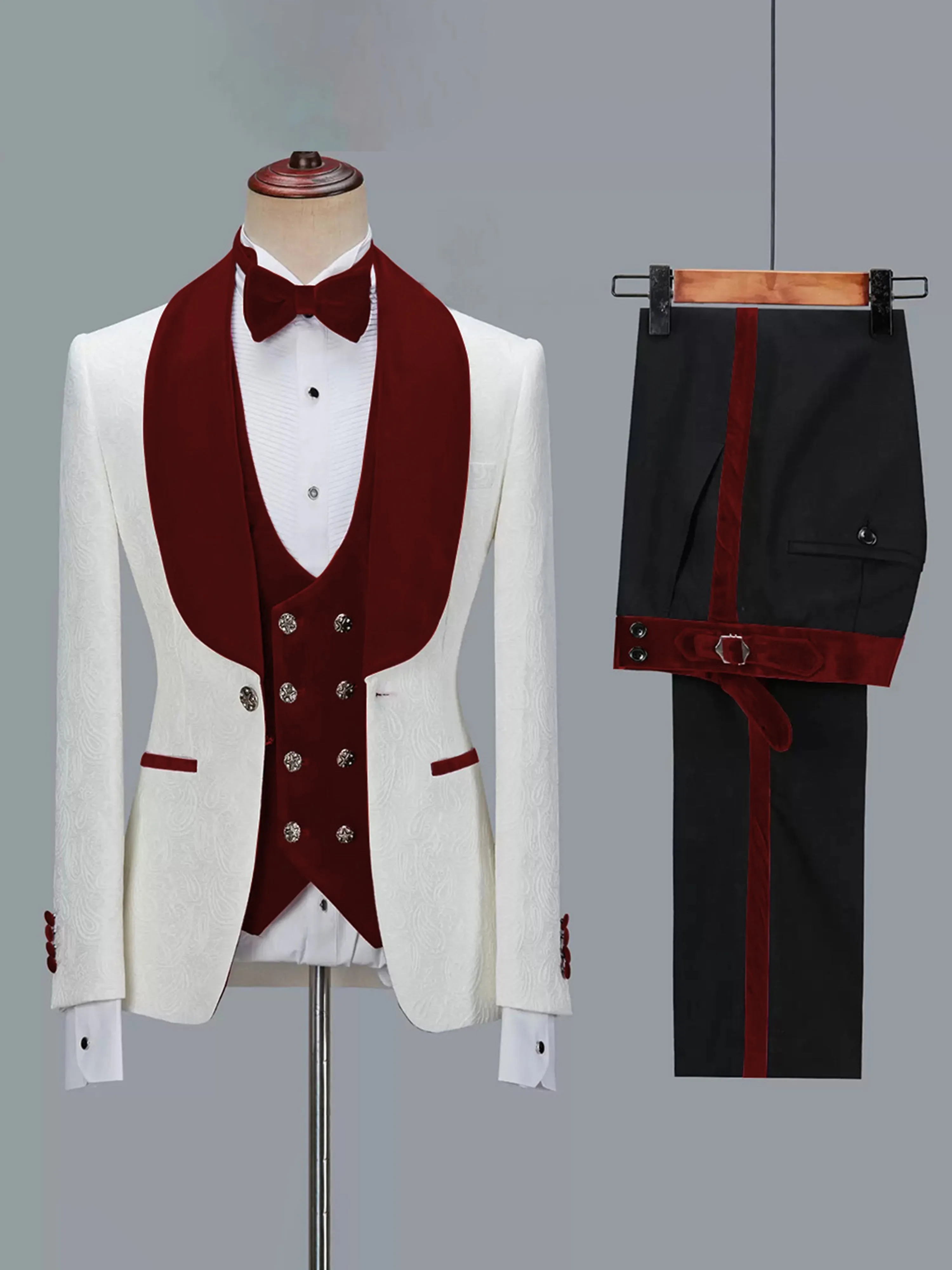 Classic 3 Pieces Men's Suits Jacquard Wedding Suits