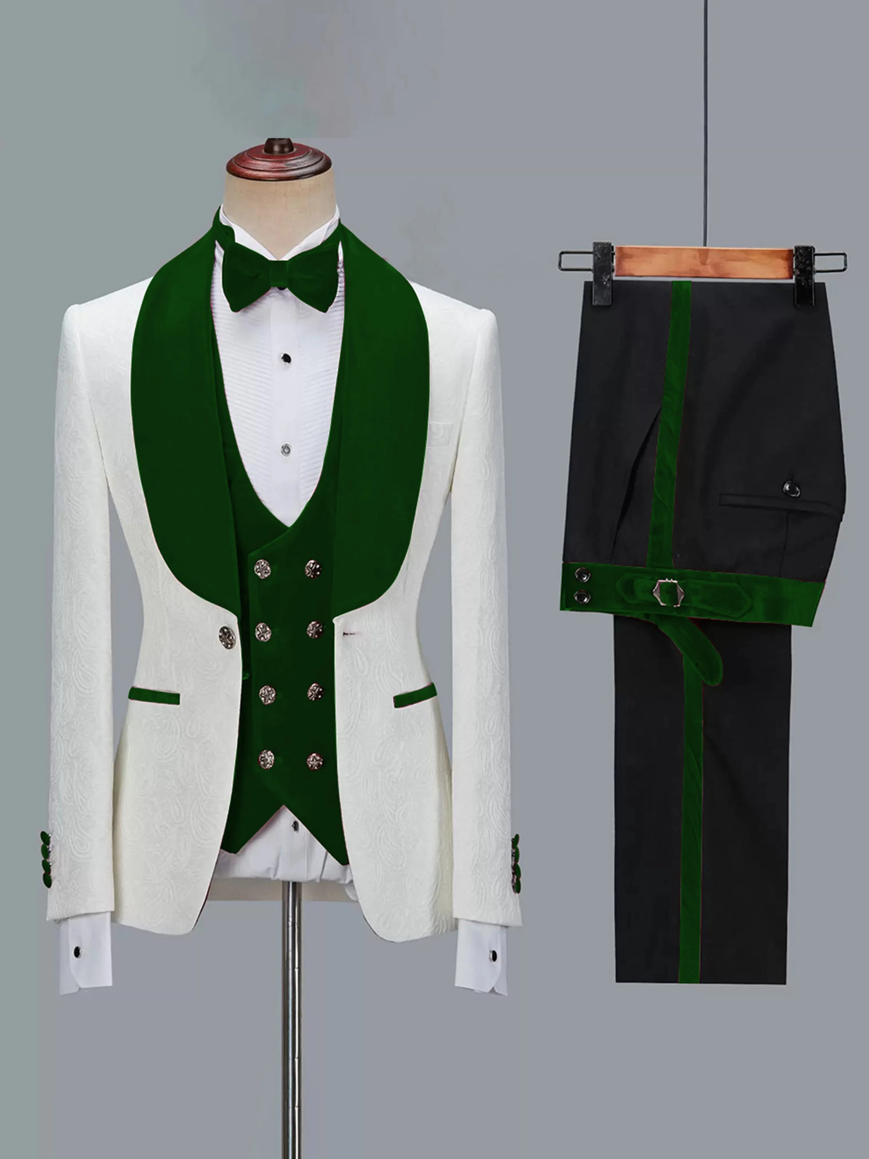 Classic 3 Pieces Men's Suits Jacquard Wedding Suits