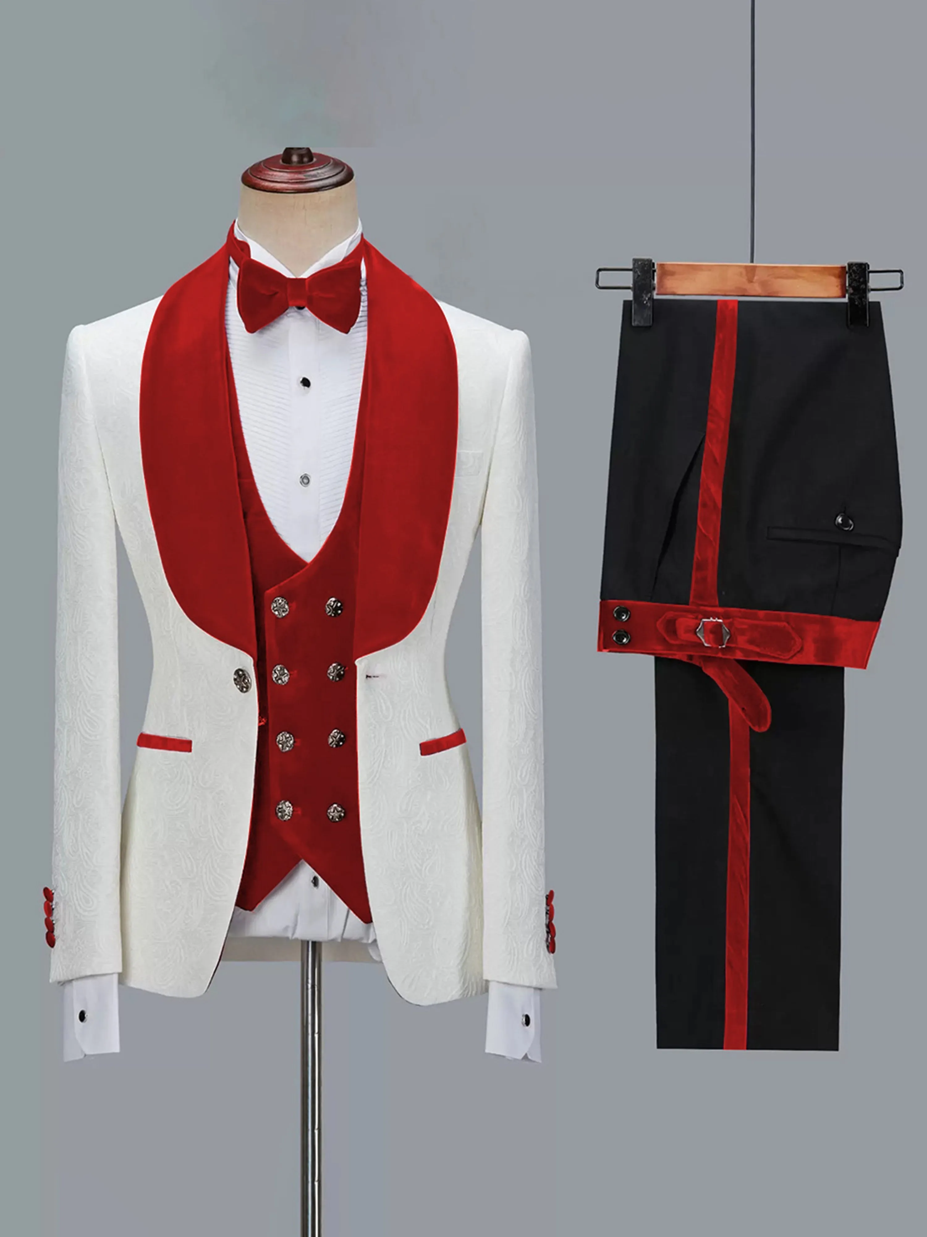 Classic 3 Pieces Men's Suits Jacquard Wedding Suits