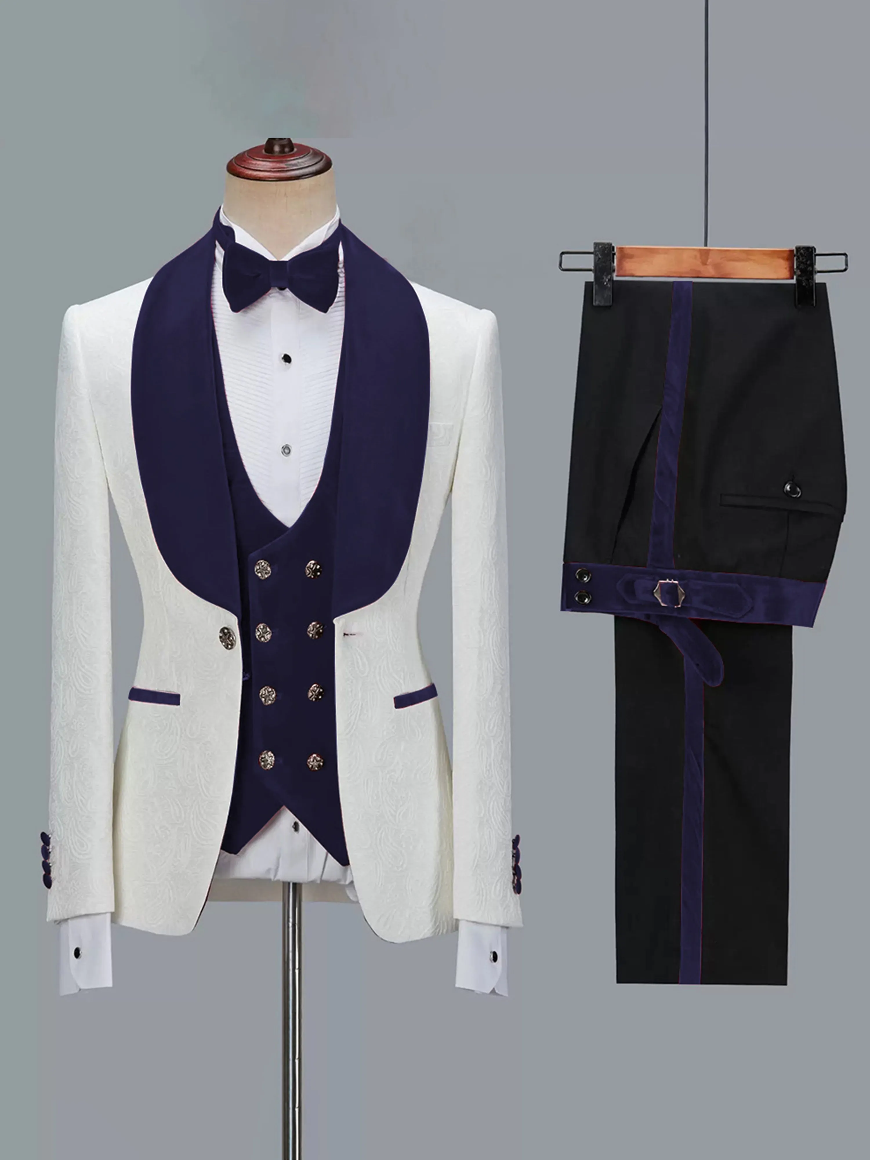 Classic 3 Pieces Men's Suits Jacquard Wedding Suits