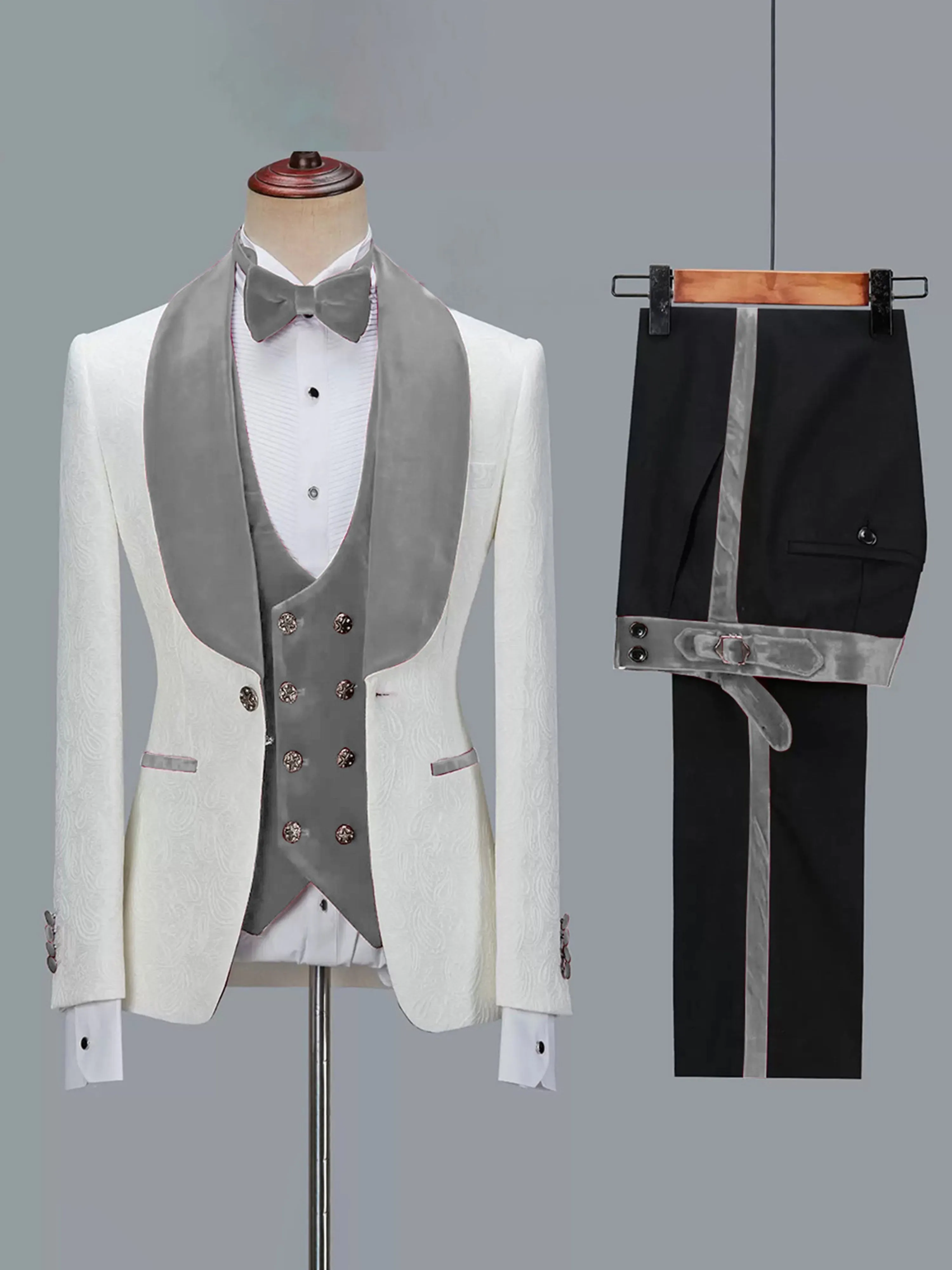 Classic 3 Pieces Men's Suits Jacquard Wedding Suits