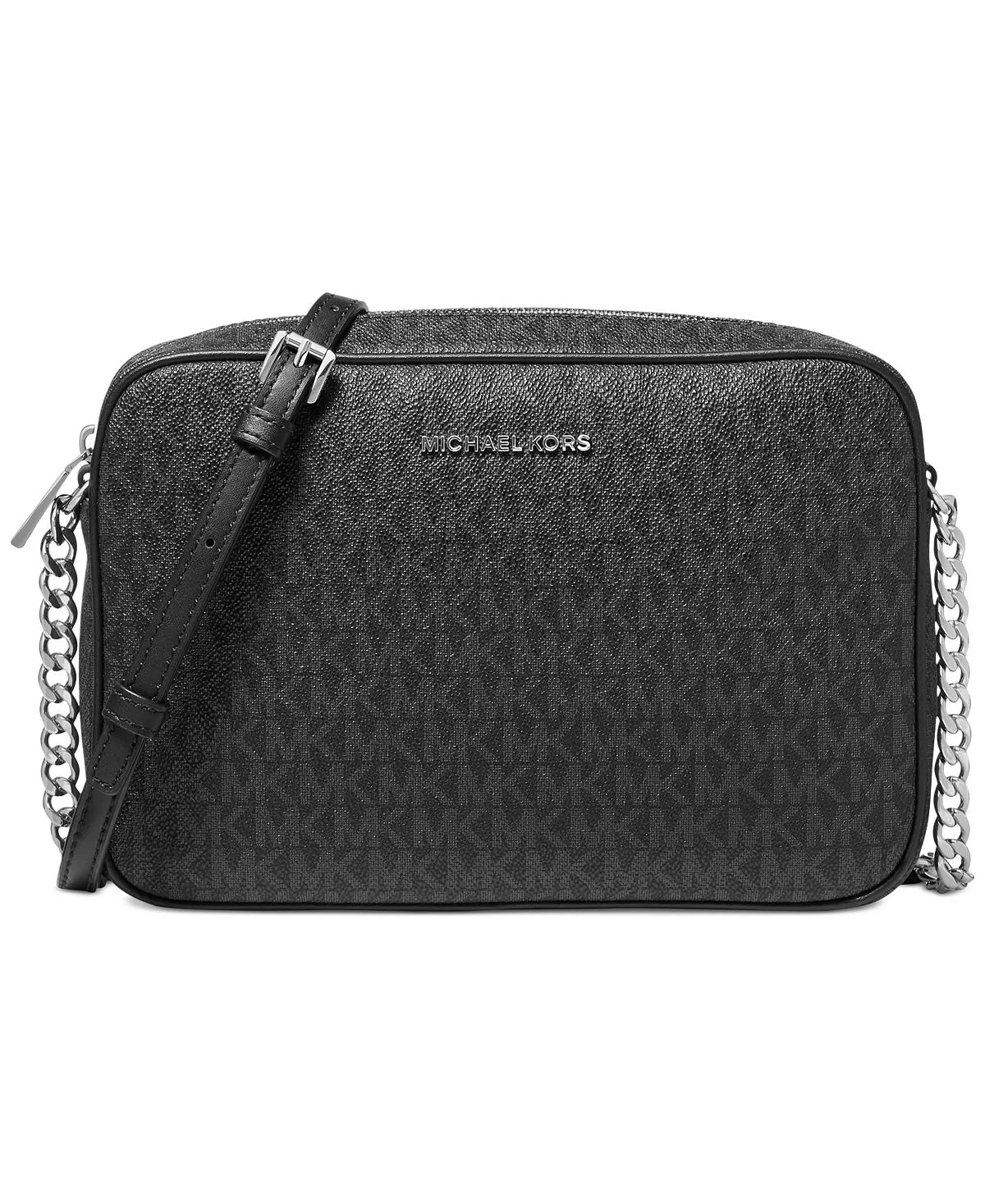 East-West Michael Kors Logo Shoulder Jet Set, Black
