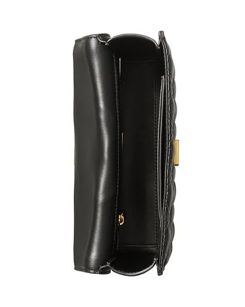 Fleming Tory Burch Small Quilted Leather Convertible Crossbody Bag color Black