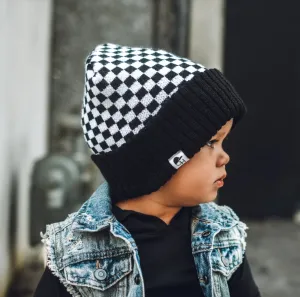George Hats - Check Beanie in Black and White
