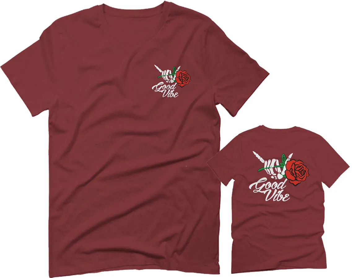 Good Vibe Flowers Bones Hand Shaka Cool Vintage Hipster For men T Shirt