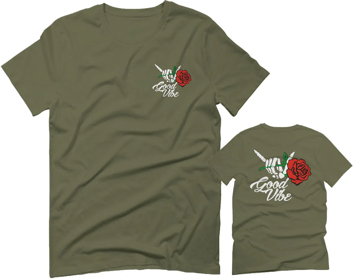Good Vibe Flowers Bones Hand Shaka Cool Vintage Hipster For men T Shirt
