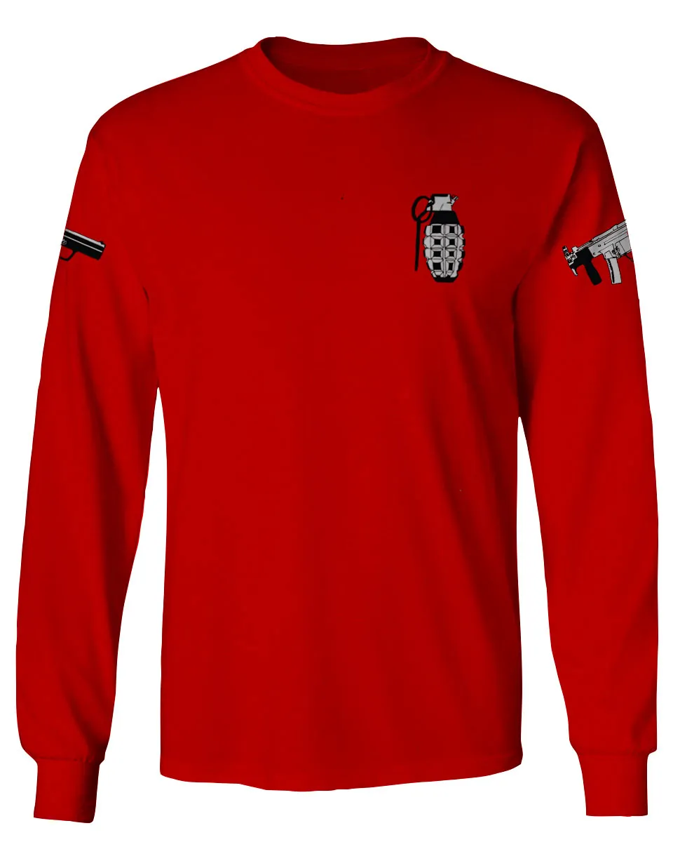Grenade Guns Second Amendment American Rights Weapons mens Long sleeve t shirt