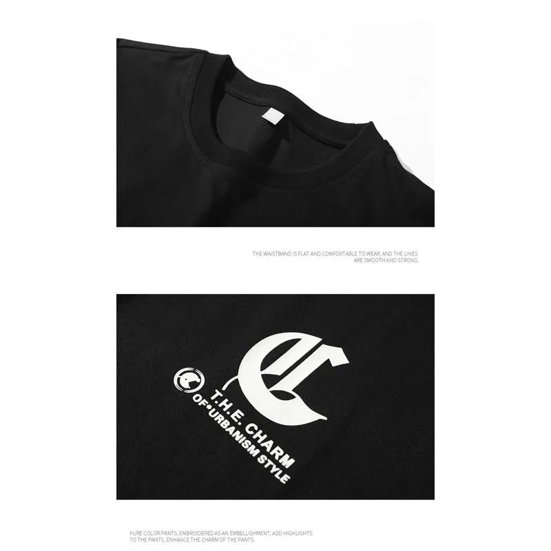 Letter Print Versatile Round Neck Pure Cotton Comfortable Drop Shoulder Short Sleeve Tee