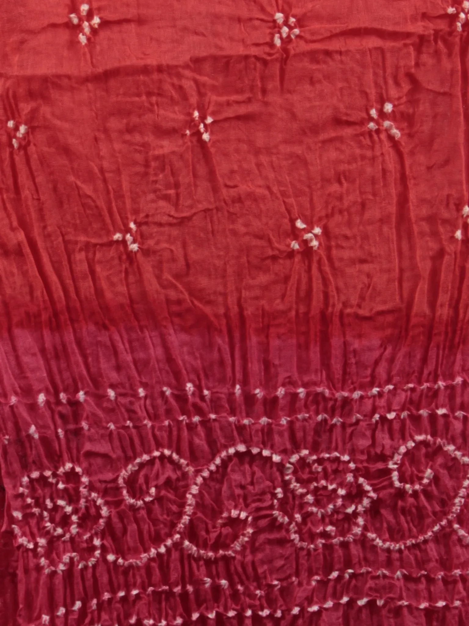 Pink Red White Hand Tie & Dye Bandhej Suit Salwar Dupatta (Set of 3) With Hand Embroidery & Mirror Work - S16281268