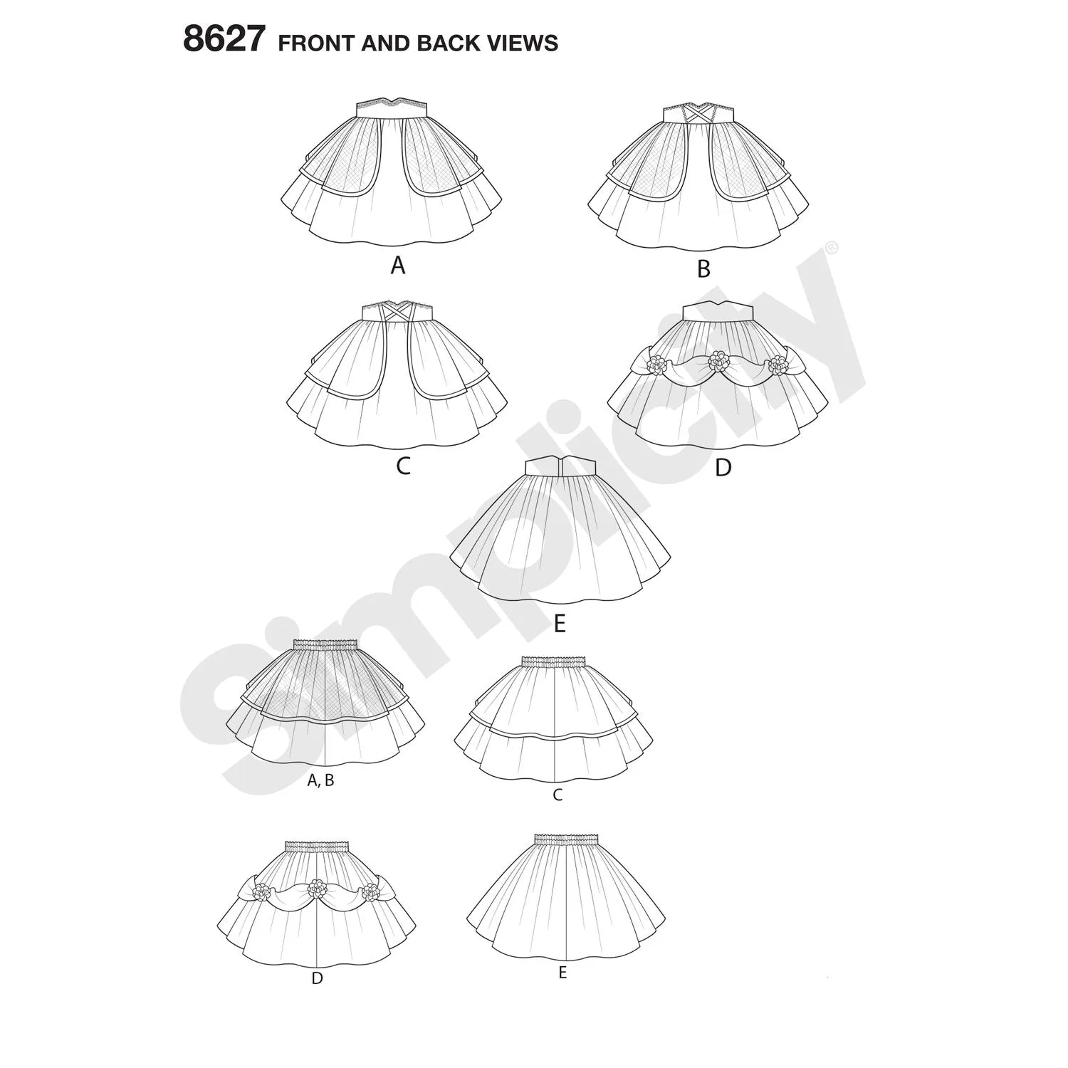 Simplicity Pattern S8627 Child's Disney Character Skirts