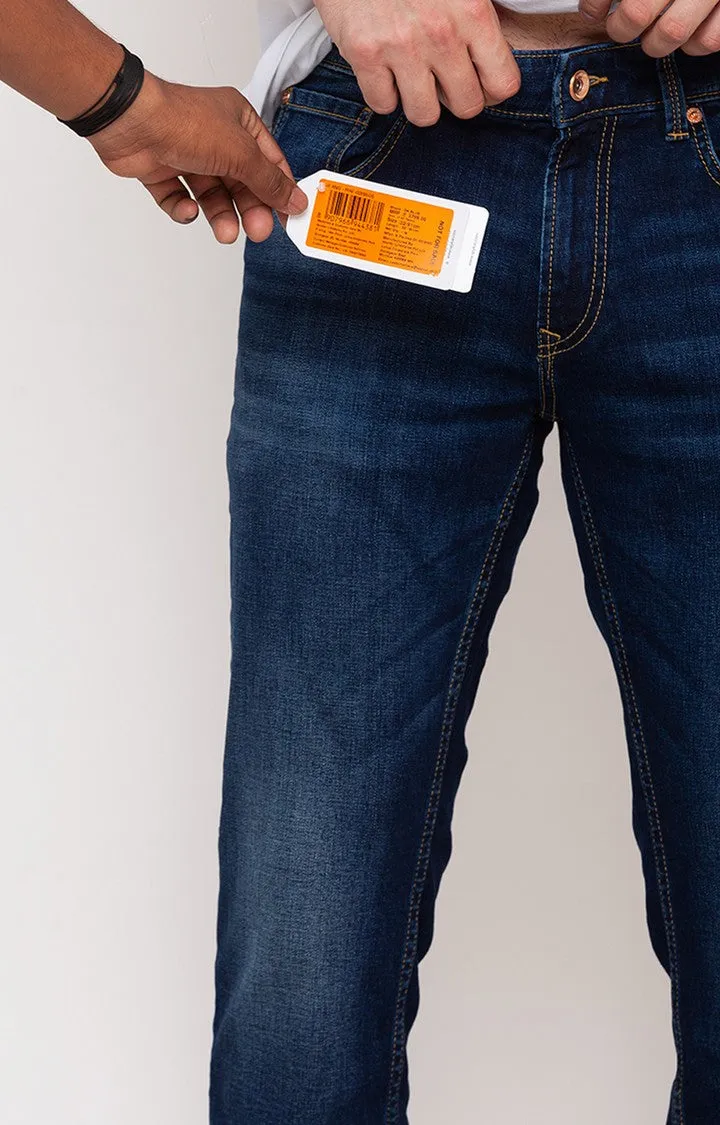 Spykar Dark Blue Cotton Comfort Fit Regular Length Jeans For Men (Rafter)
