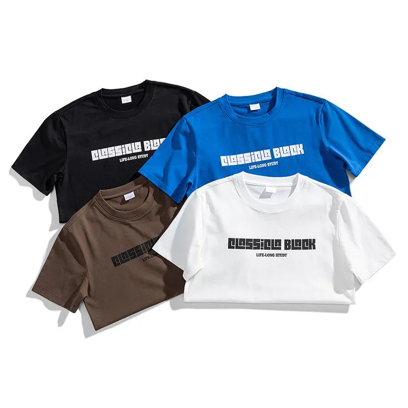 Trendy Versatile Round Neck Letter Print Pure Cotton Short Sleeve Tee